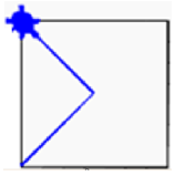 (M) Harakat natijasini toping: forward(50) right(90) forward(50) right(90) forward(50) right(90) forward(50) right(90) color('blue') left(45) backward(35) left(90) backward(35) left(90) backward(35) left(90) backward(35)